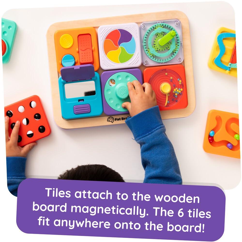 Fat Brain Toys PlayTab Essentials, Modular Sensory Activity Board for Babies and Toddlers Ages 12 Months+