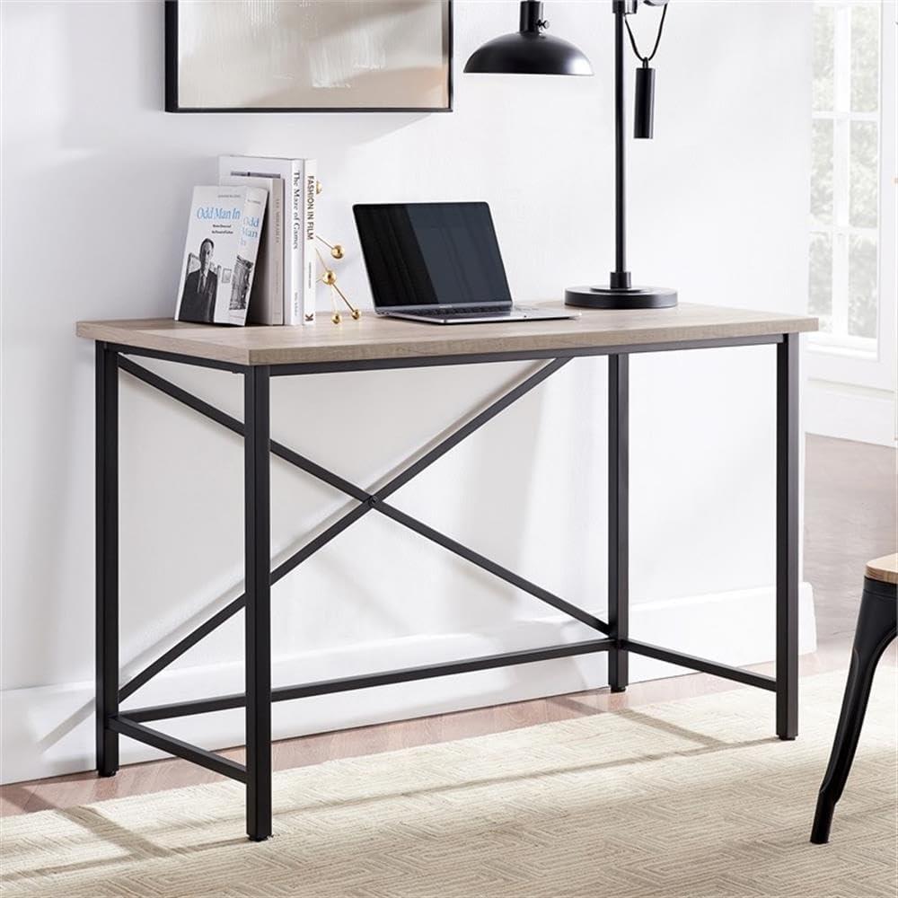 Martina 47" Black and Gray Oak Wood Desk