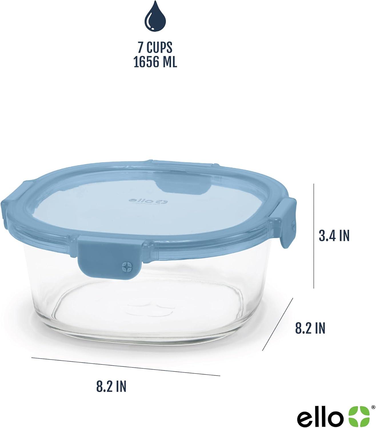 Ello 6pc Glass Condiment Color Lock Food Storage Container Set: Microwave & Oven Safe, Multicolored Lids