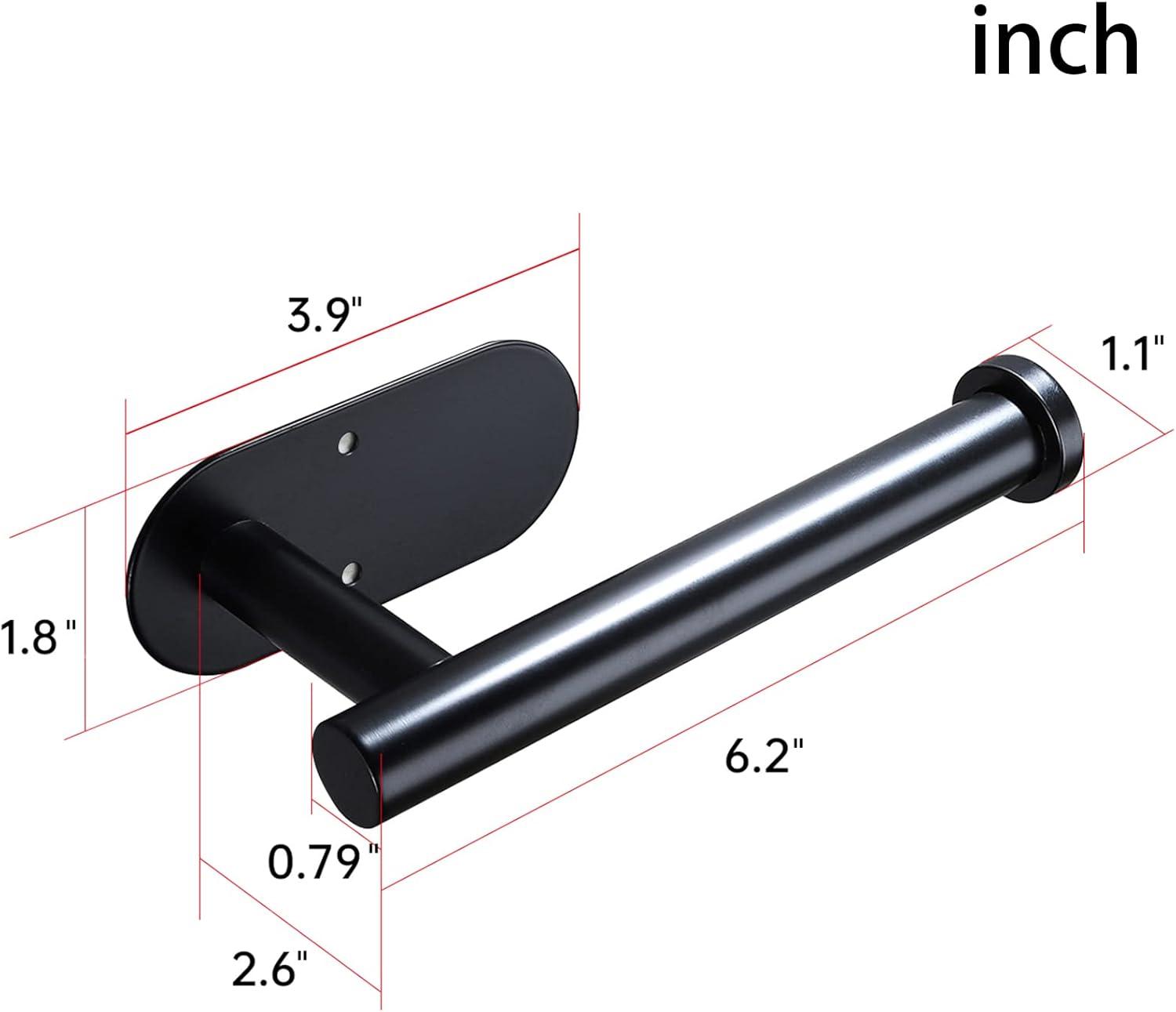 Matte Black Stainless Steel Self-Adhesive Toilet Paper Holder