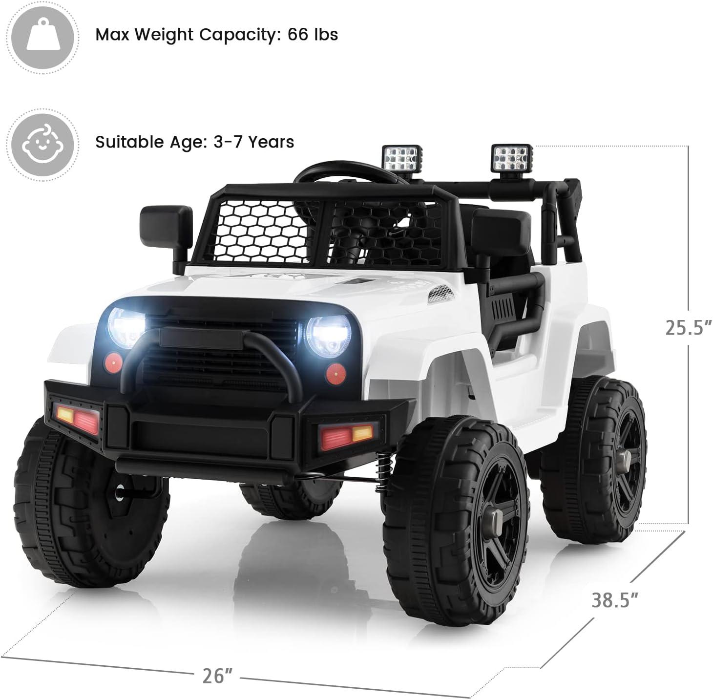 White 12V Kids Ride-On SUV with Remote Control