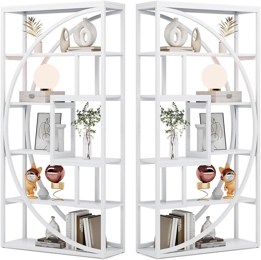 Tribesigns Bookshelf, Industrial 5-Tier Etagere Bookcase, 70.8 inch Tall Bookshelf with 8 Open Storage Shelf, Book Shelf Display Tack Shelving Unit for Home Office Living Room, Vintage Grey