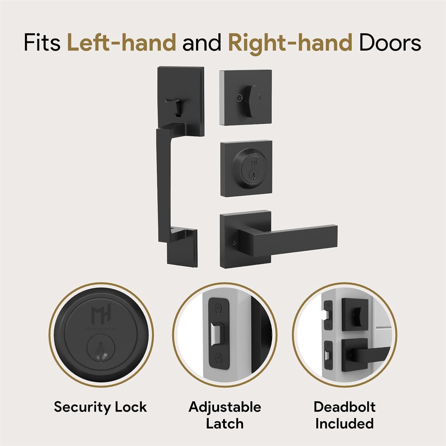 Mega Handles Tobelle Door Handleset | Reversible Entry Lever Door with Single Cylinder Deadbolt for Entrance and Front Door