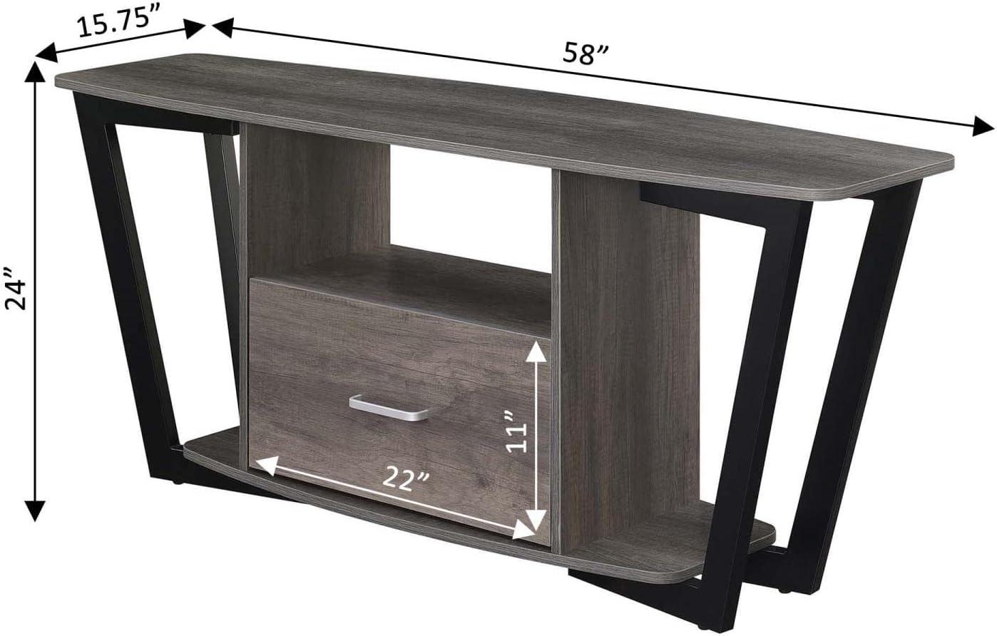 Convenience Concepts Graystone 60 inch 1 Drawer TV Stand with Shelves, Charcoal Gray/Black