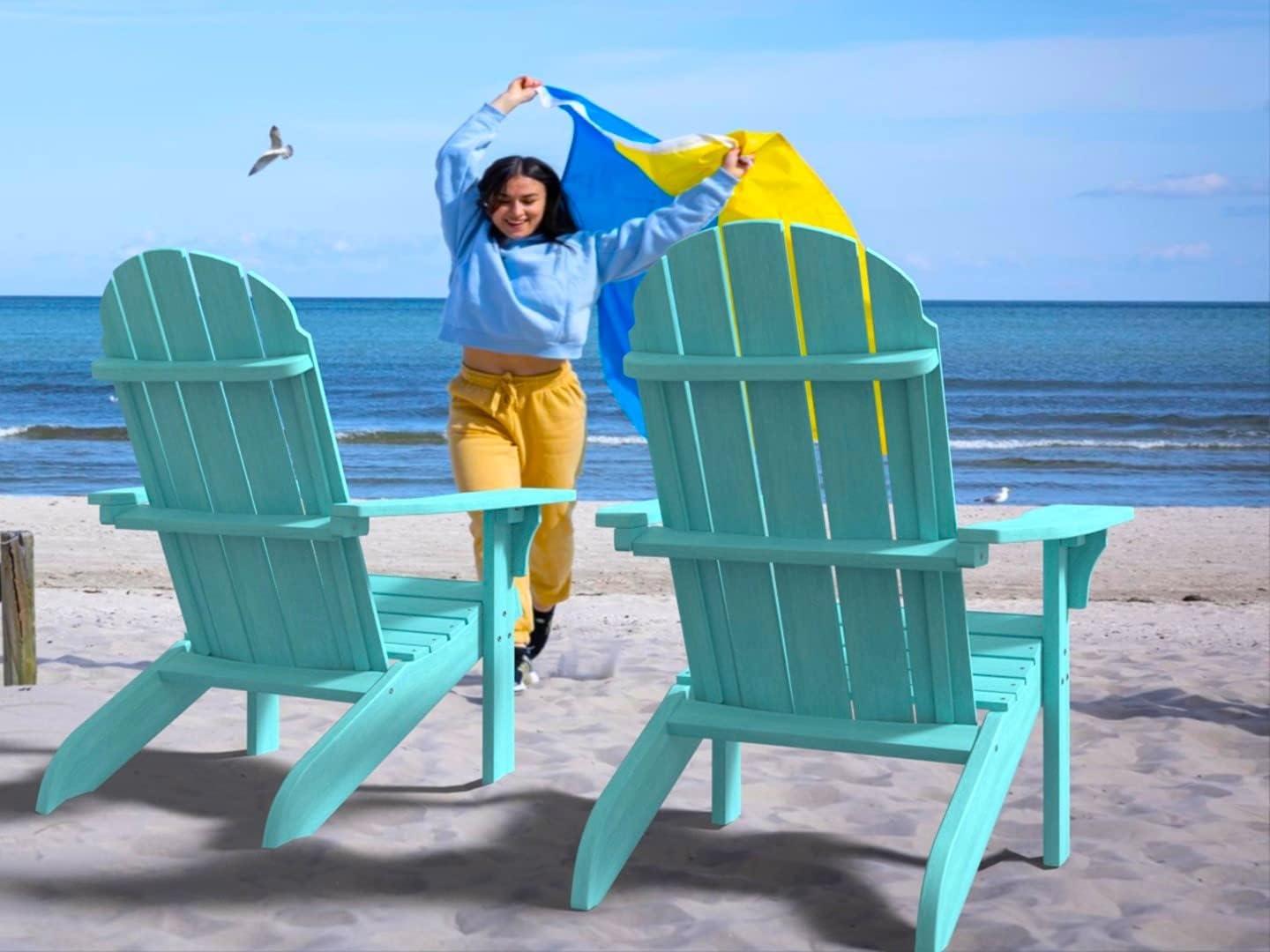 POLYTEAK Traditional Element Adirondack Chair, All Weather Poly Lumber Turquoise