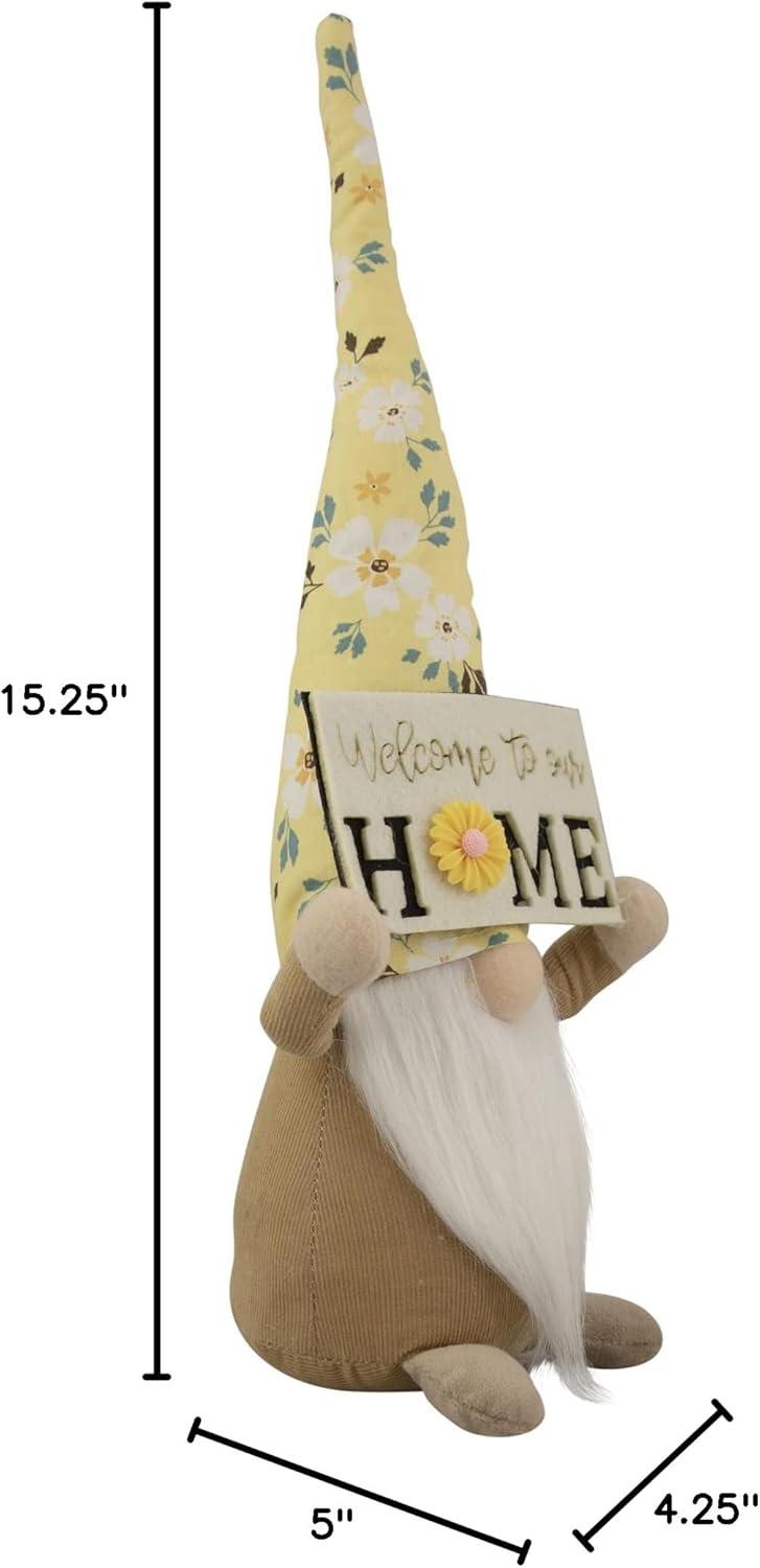 Northlight 15.25" Spring Sunflower Hat Gnome with Home Sign