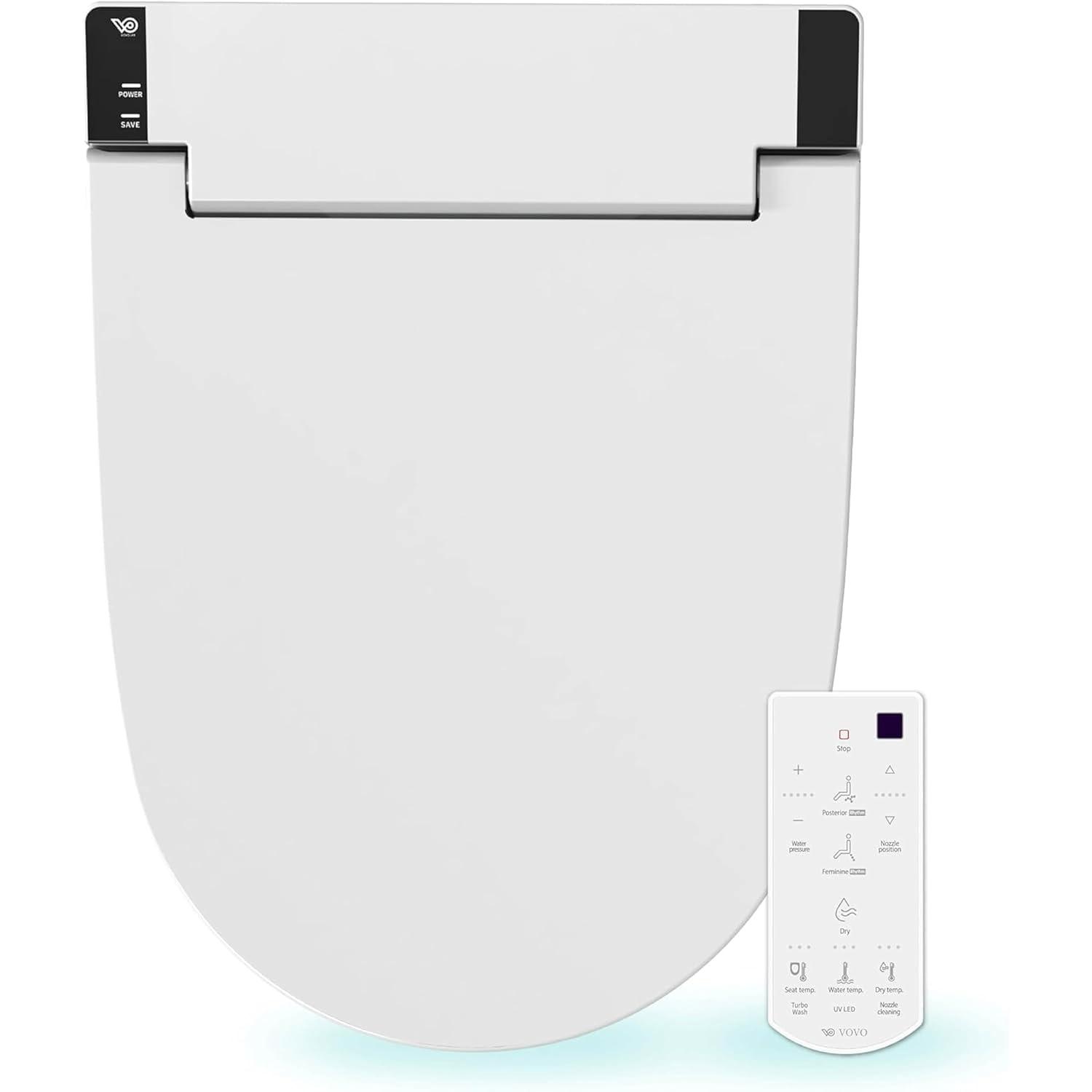 VOVO STYLEMENT VB 6000SE Electronic Smart Bidet Toilet Seat Heated Seat Warm Dry and Water LED Nightlight One piece Toilet Bidet Seat Elongated White