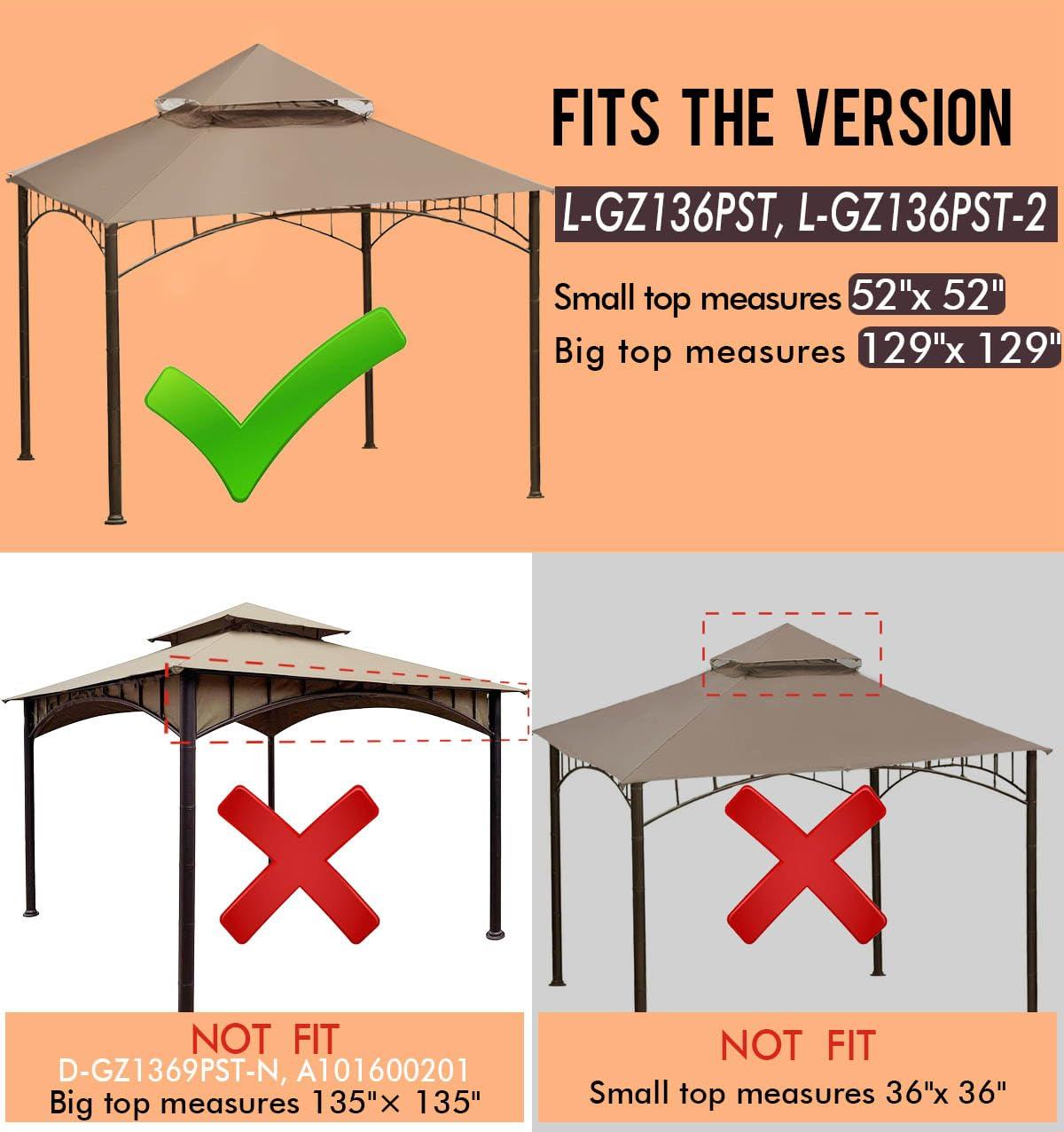 Replacement Canopy roof for Target Madaga Gazebo Model L-GZ136PST (Beige1)