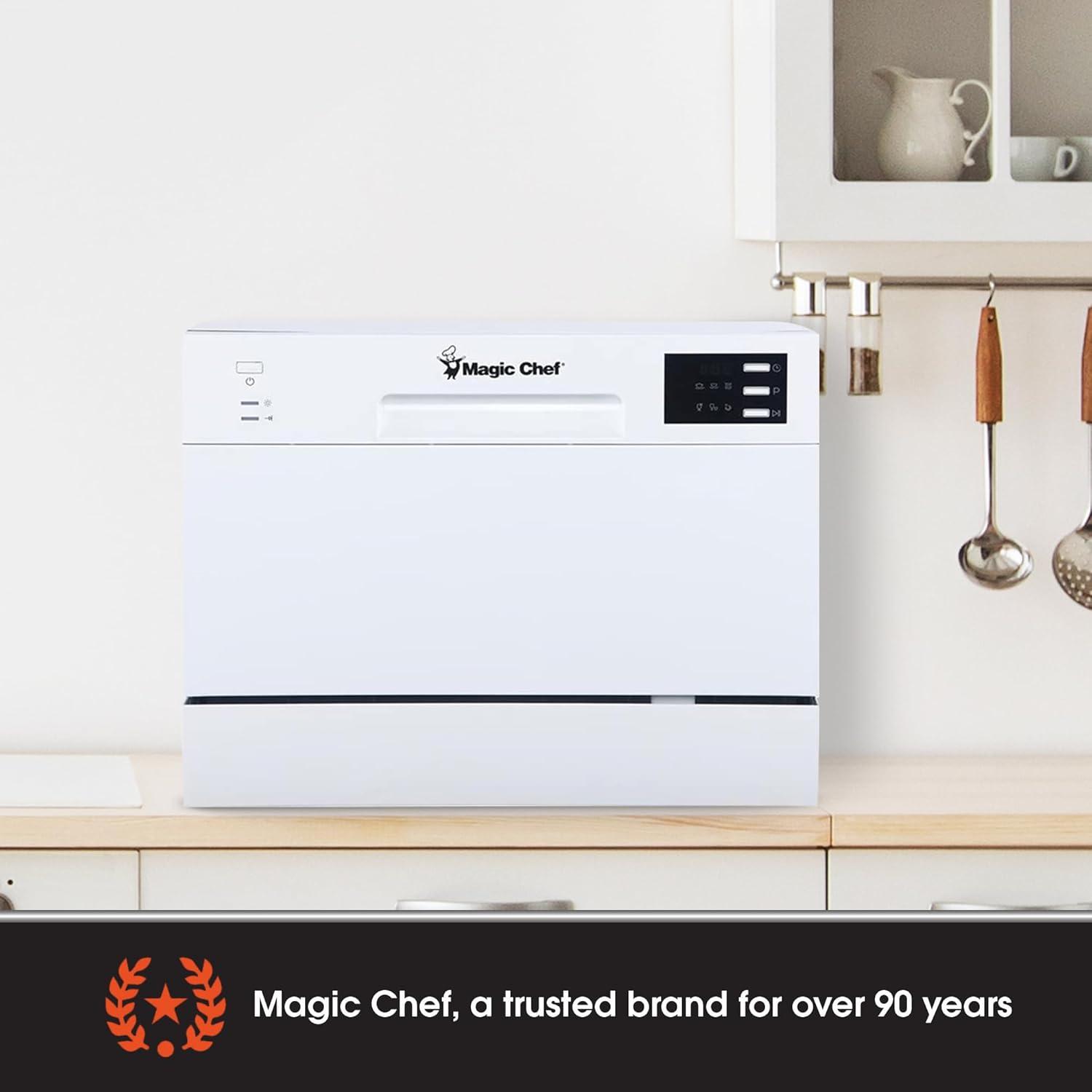 Magic Chef Energy Star 6-Place Setting Countertop Dishwasher (Model MCSCD6W5)  Fits under cabinetry as it sits 17.2" Tall