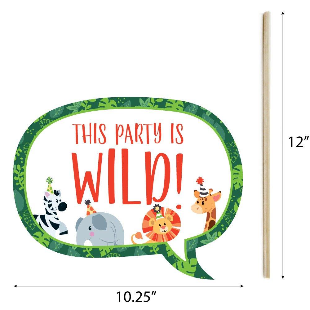 Big Dot of Happiness Jungle Party Animals - Safari Zoo Animal Birthday Party or Baby Shower Photo Booth Props Kit - 20 Count