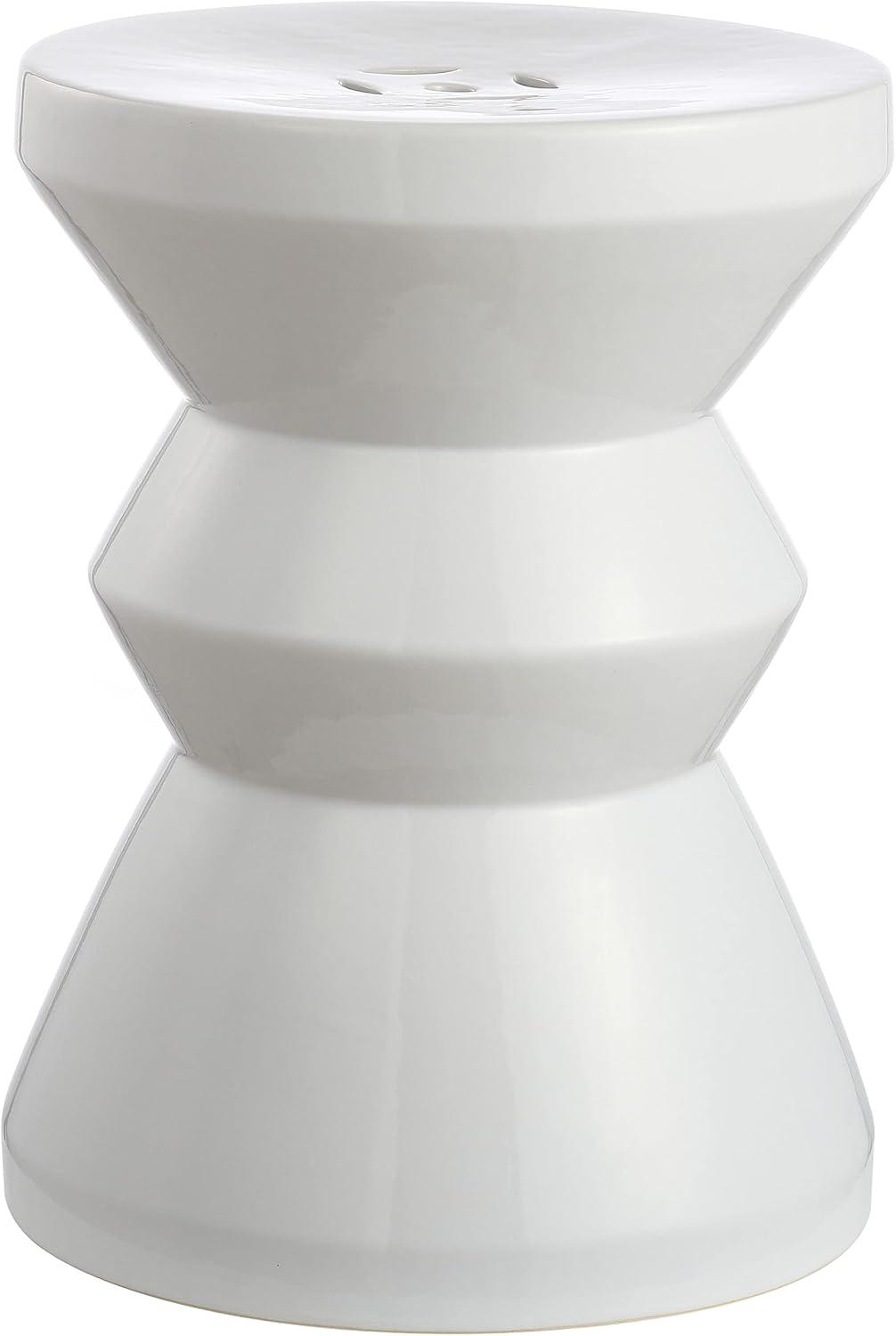 Safavieh Larsa Coin Indoor/Outdoor Ceramic Garden Stool, White