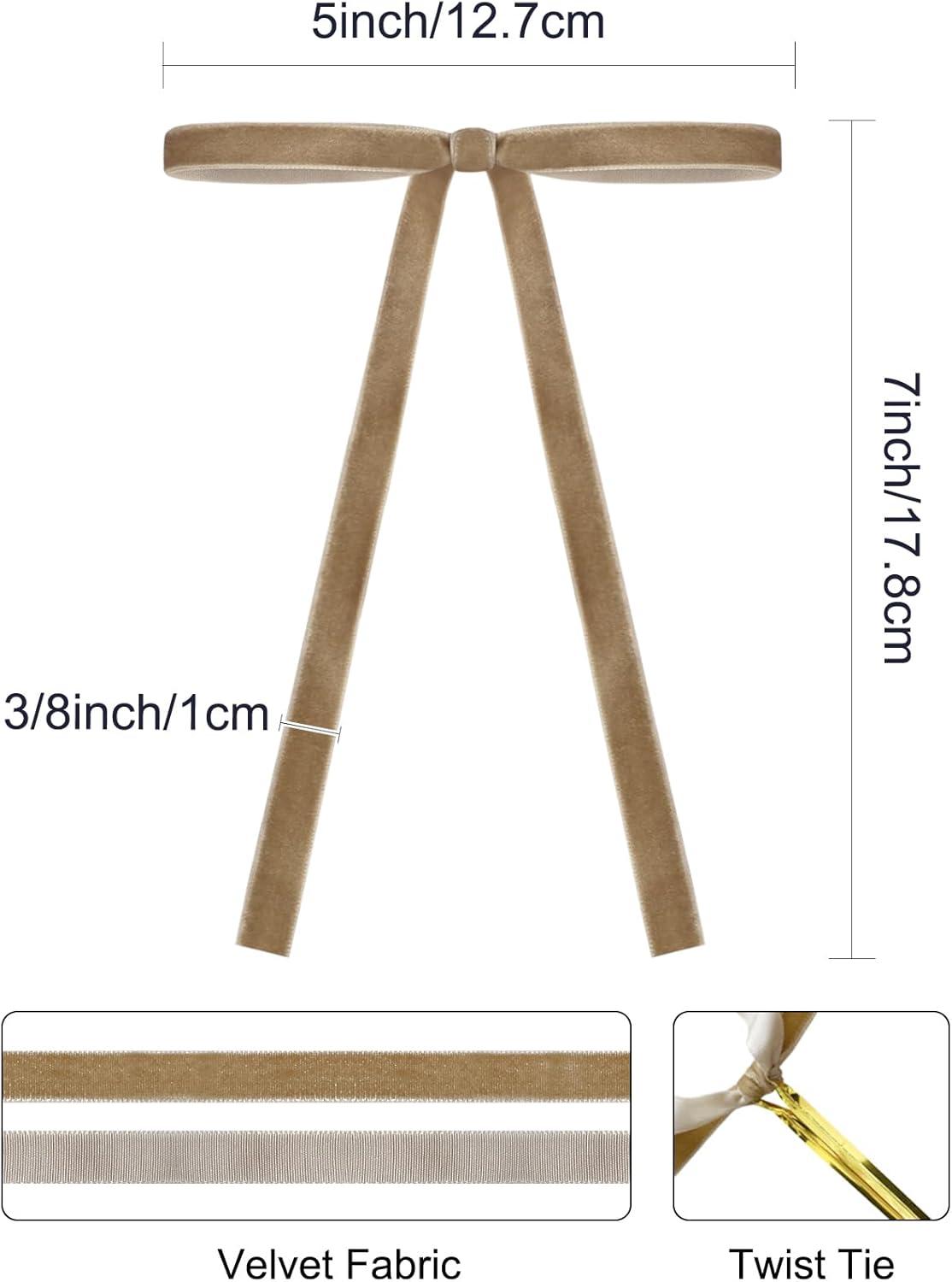 SIMISI RIBBON 24 Pcs Velvet Christmas Tree Bows Door Garland Decor Vintage Wreath Bow (3/8'' Wide, 5 * 7 inch)