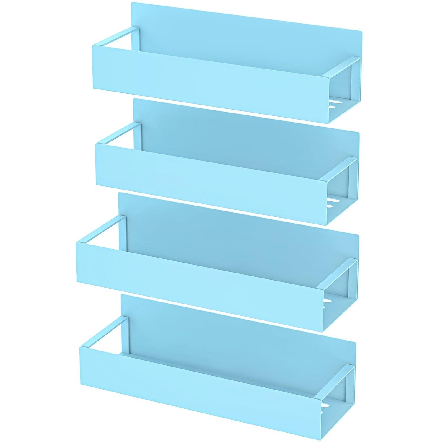 Textiles Hub Magnetic Spice Rack For Refrigerator, Kitchen Organizer And Storage Shelf, Blue (4 Pack)…