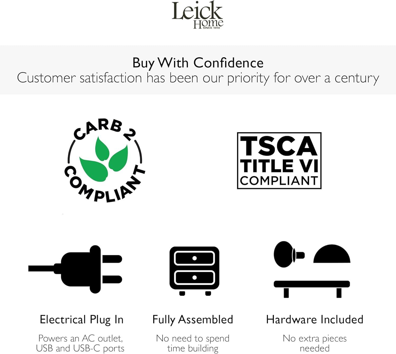 Leick Home 10522 Laurent Nightstand with Drawer, Door with USB-C Fast Charging Station and AC/USB Outlet, Chocolate Cherry