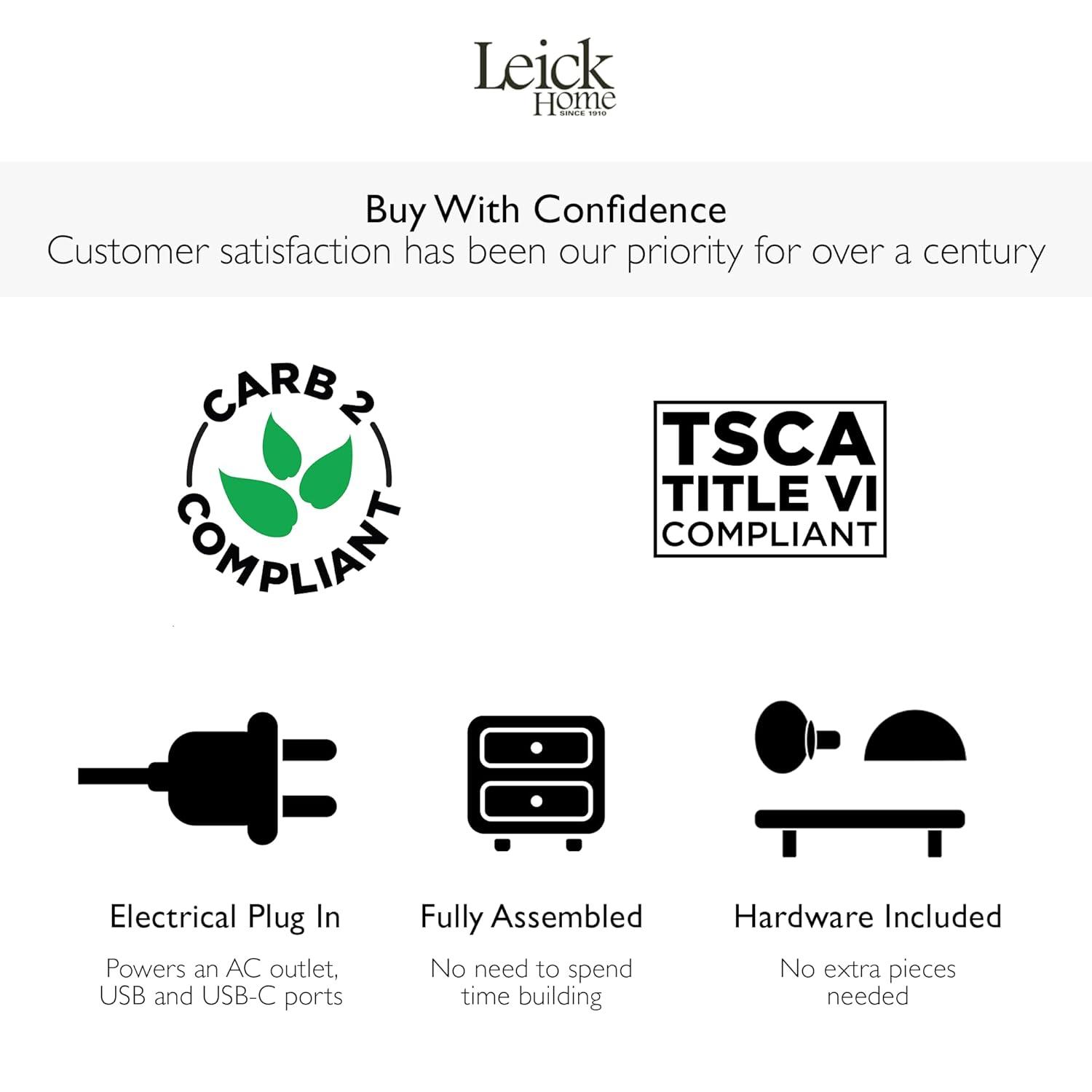 Leick Home 10522 Laurent Nightstand with Drawer, Door with USB-C Fast Charging Station and AC/USB Outlet, Chocolate Cherry