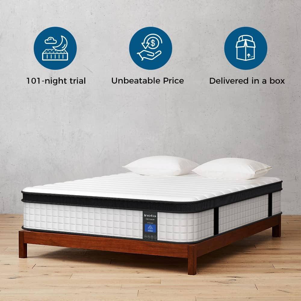 Inofia 10 inch Hybrid Full Size Mattress in a Box with Responsive Memory Foam, Multiple Sizes