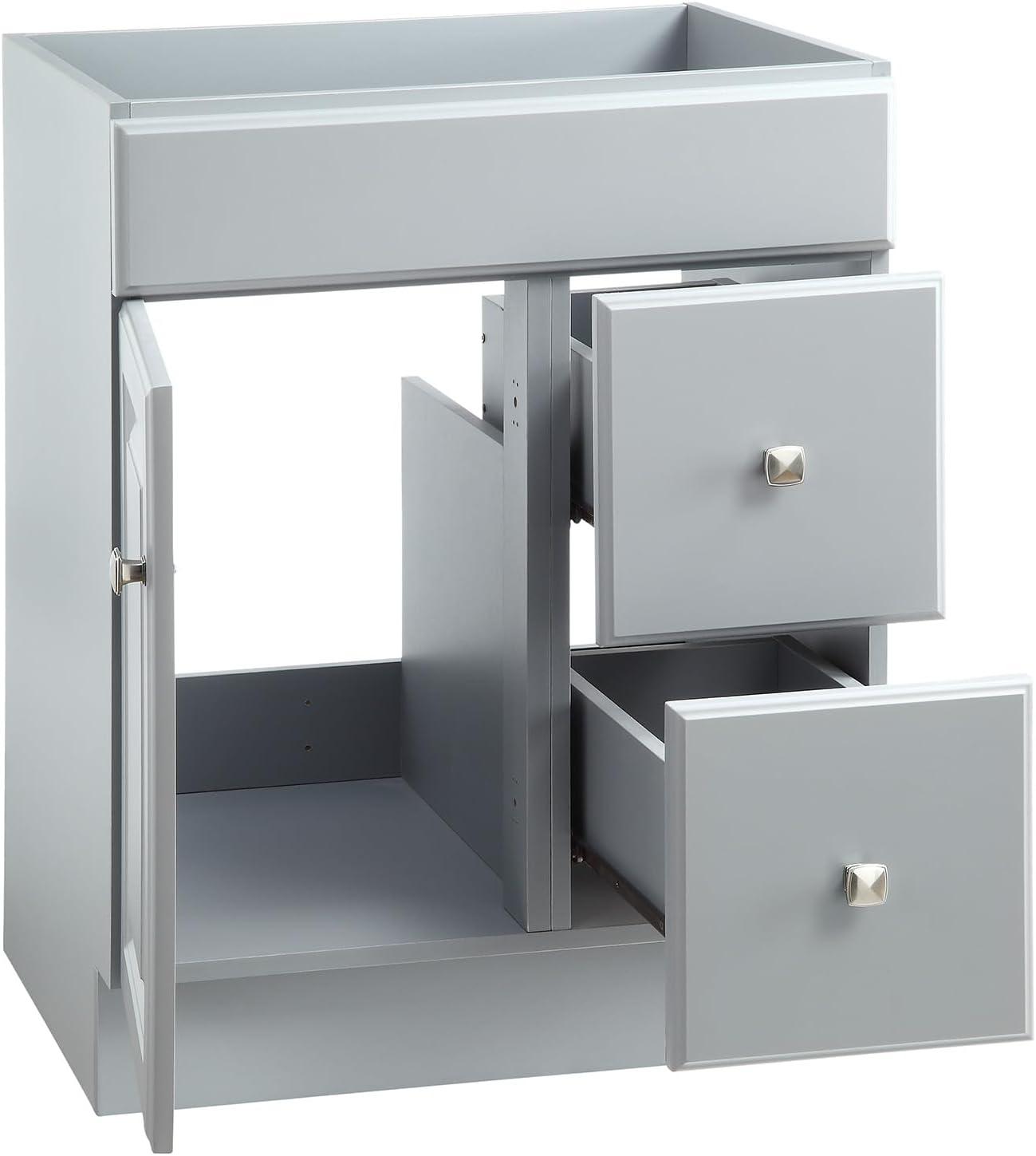 Design House 597179 Wyndham 24 Inch Unassembled 1-Door 2-Drawer Vanity without Top, Gray