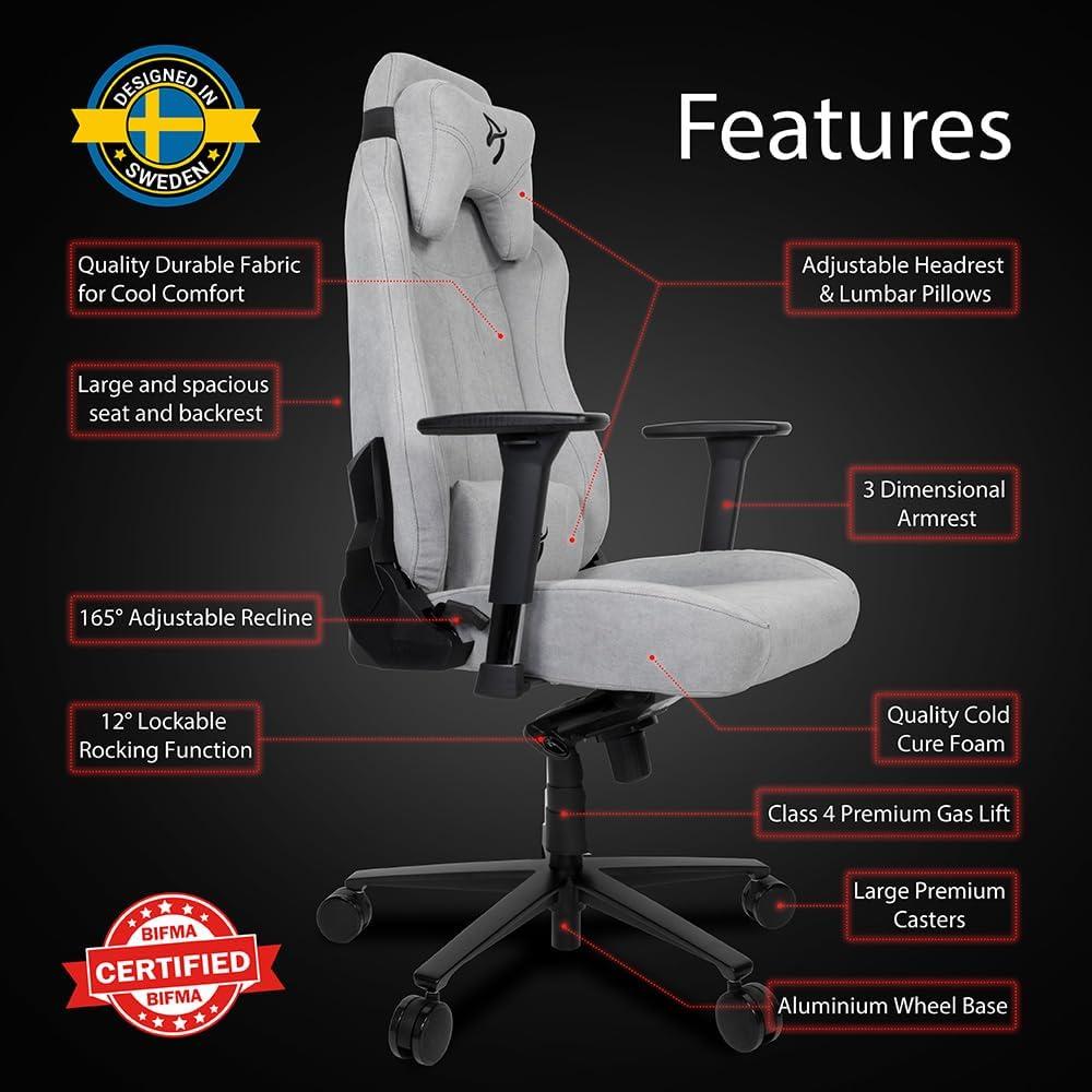 ErgoFlex Black Metal & Aluminum Gaming Chair with Lumbar & Neck Pillows