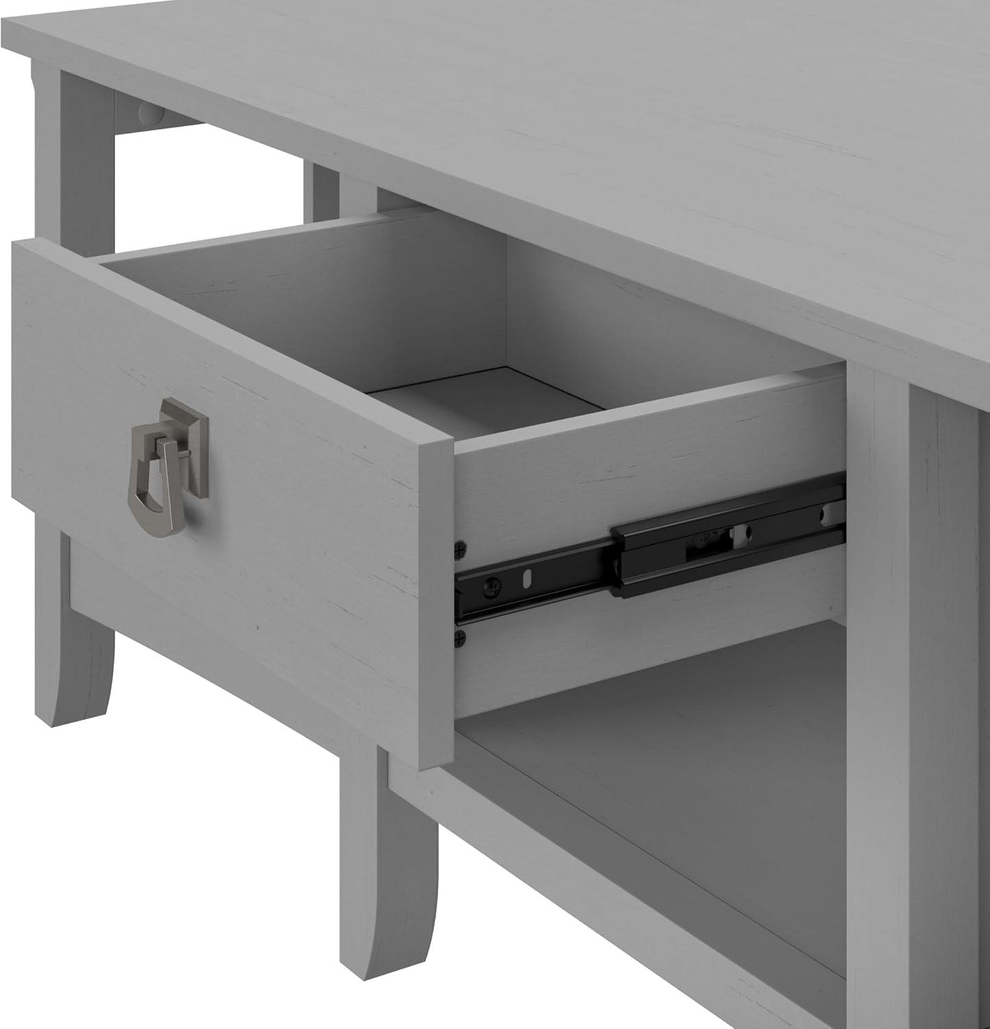 Salinas L Shaped Desk with Storage Gray - Bush Furniture: Mission Style, Home Office Furniture, Adjustable Shelf