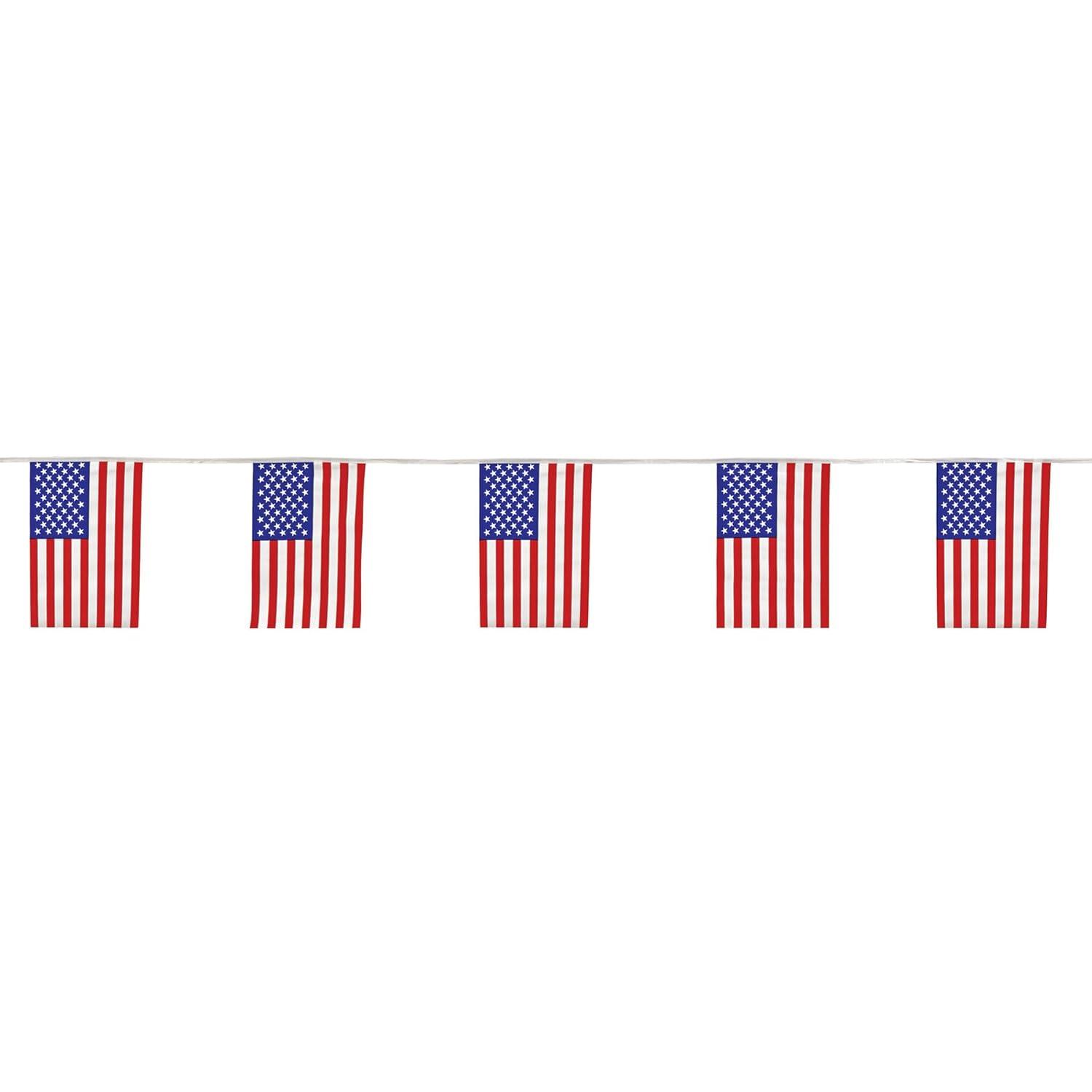 Beistle American Flag Pennant Banner, 17" x 60', (1/Pkg) Multicolored