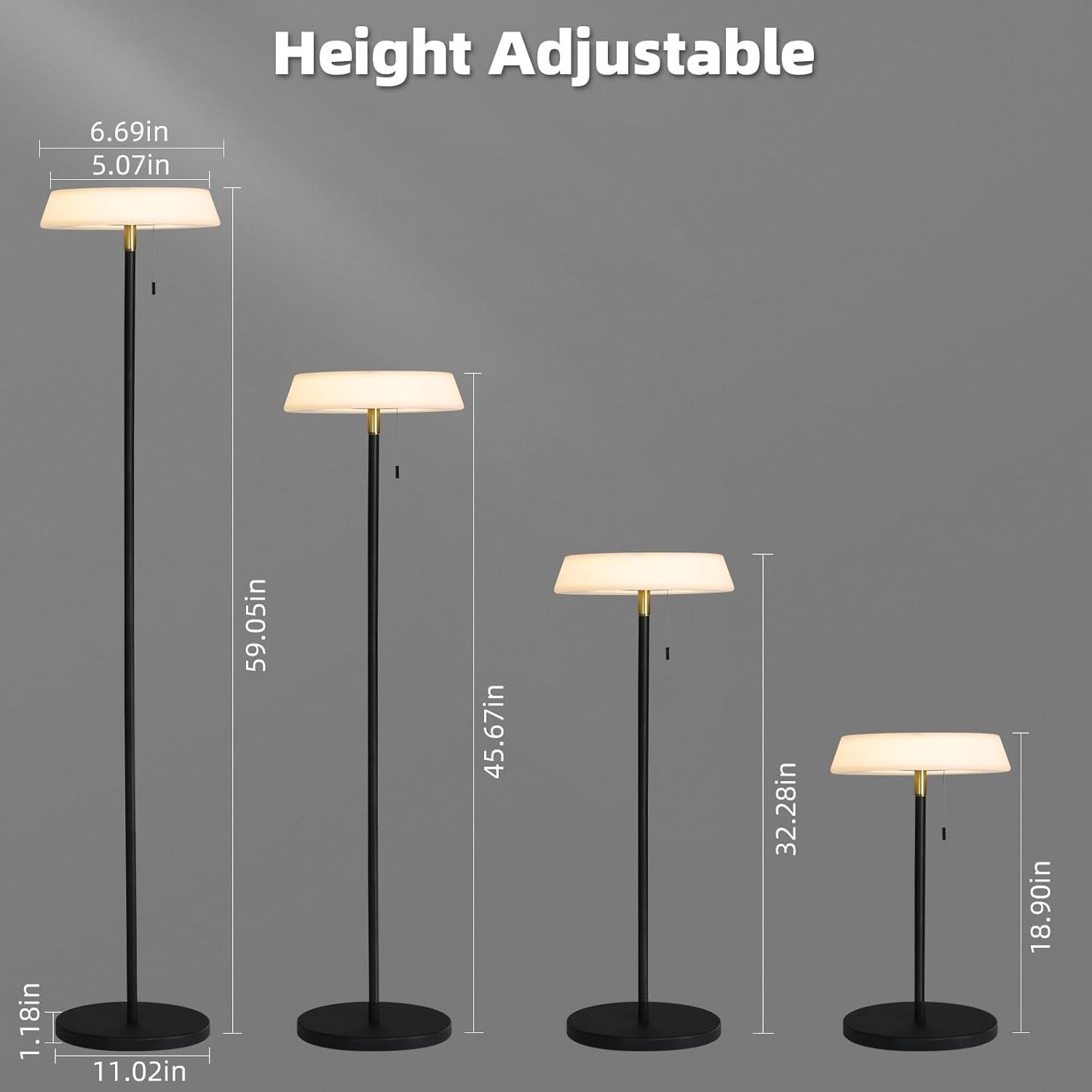 Solar LED Outdoor Floor Lamp Waterproof, 3 Level Dimmable Floor Night Light, Portable Cordless USB Rechargeable, for Home/Deck/Garden/Patio (Khaki)