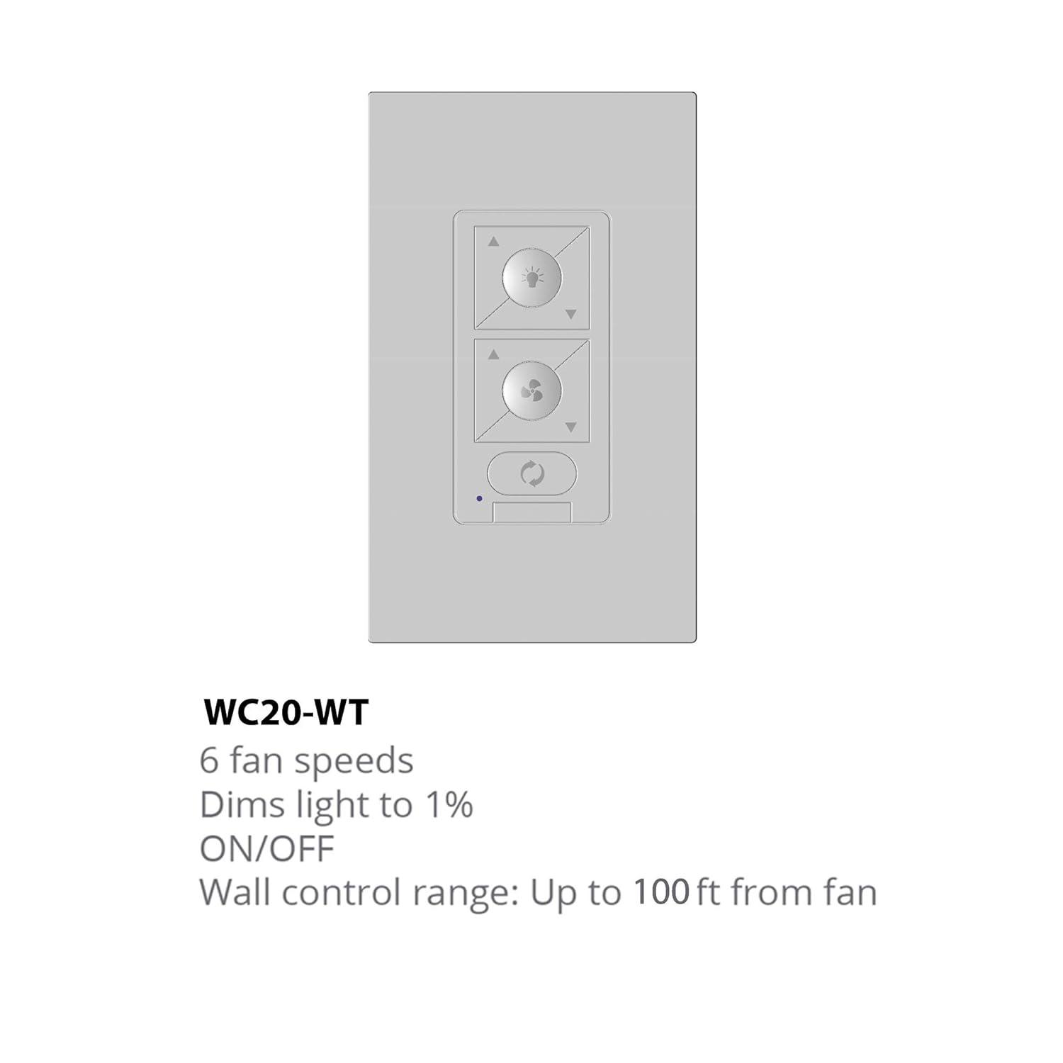 Wac Lighting Wc20 6-Speed Bluetooth Ceiling Fan Wall Control - White