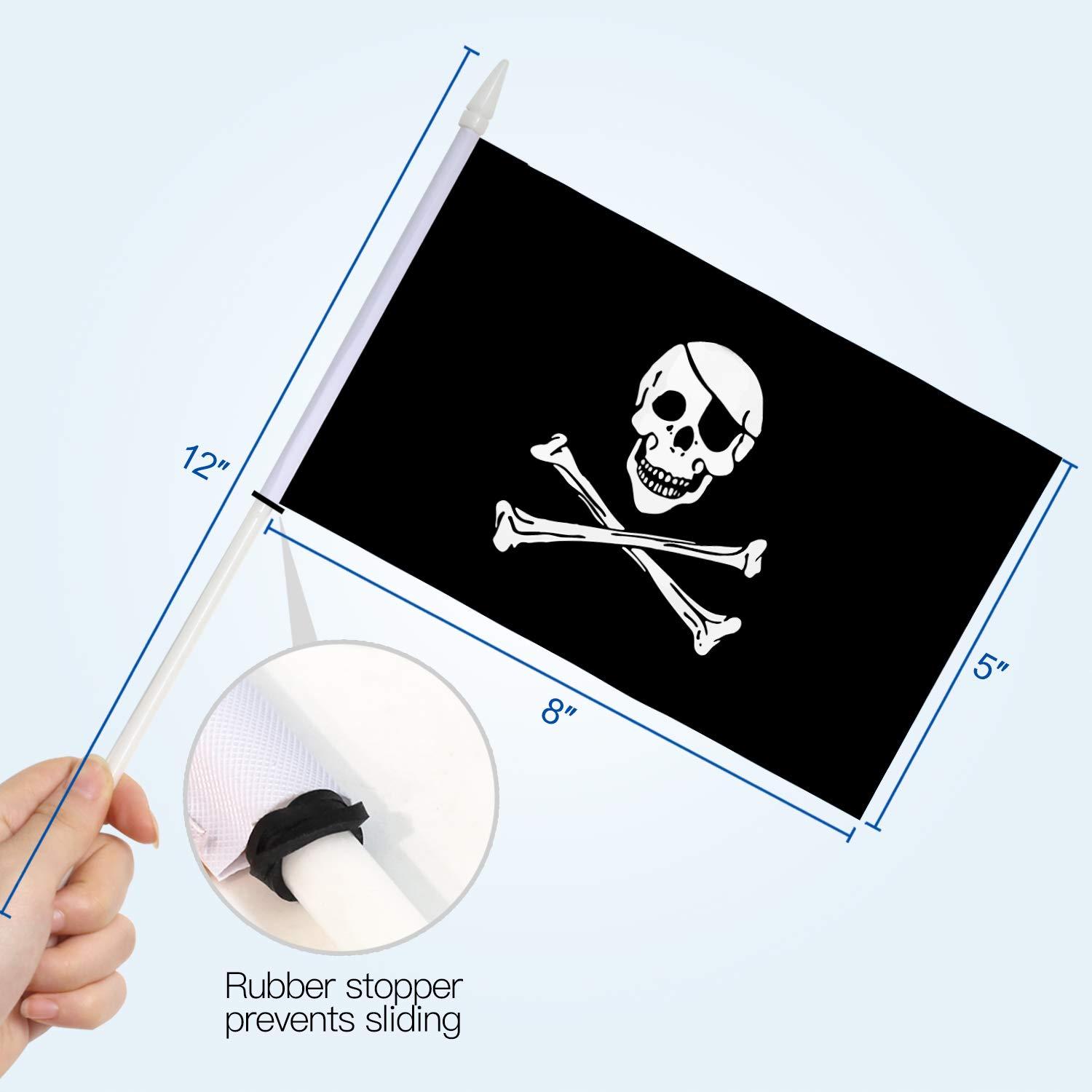 ANLEY Pirate Stick 2-Sided Polyester 5" x 8" House Flag (Set of 12)
