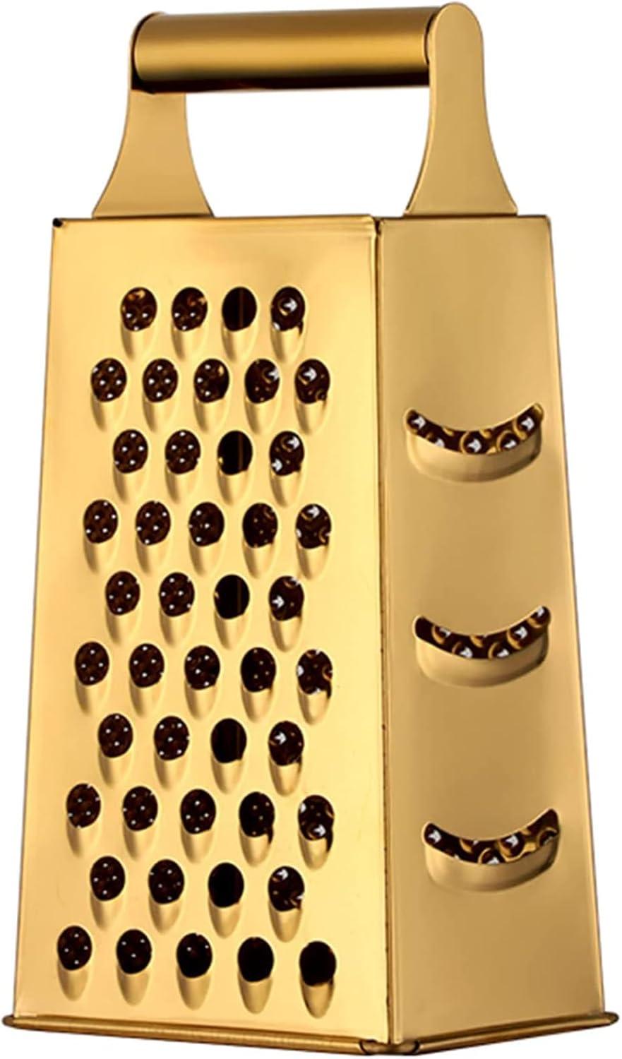 Gold Stainless Steel 4-Sided Multifunctional Grater with Handle