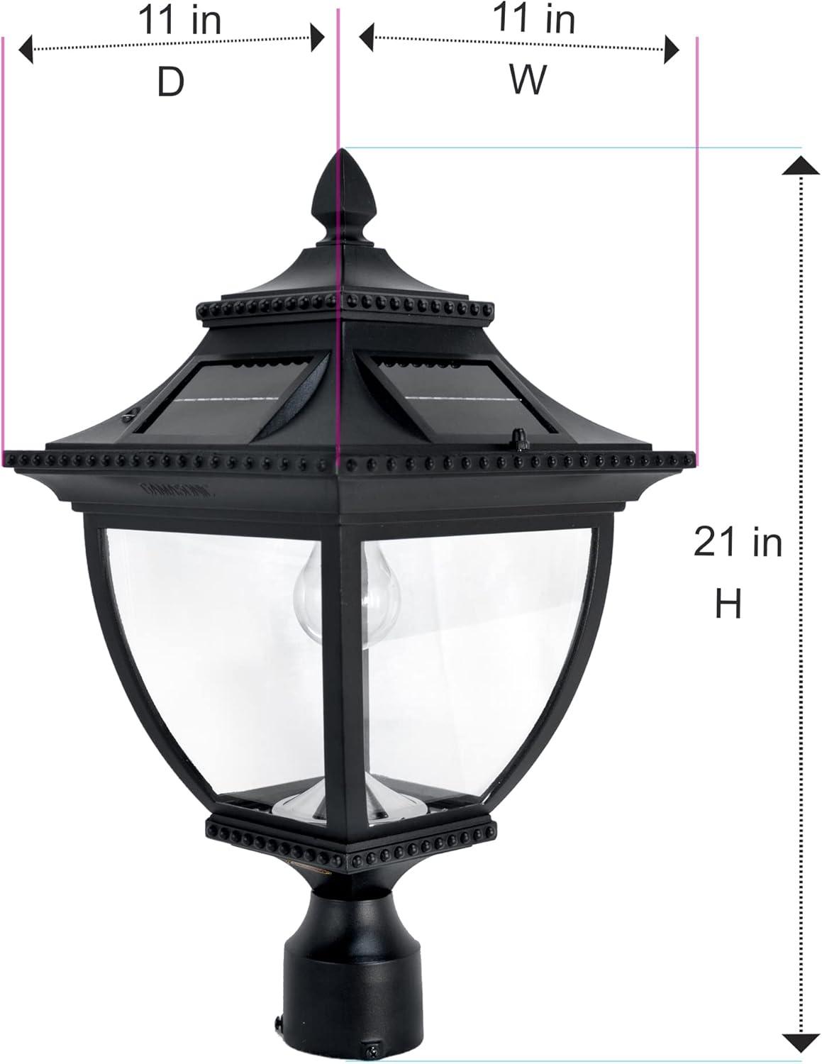 Black Cast Aluminum Solar LED Outdoor Post Light with 3 Mounting Options