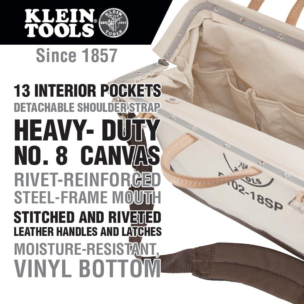 Klein Tools 5102-18SP 18 in. Deluxe Canvas Tool Bag