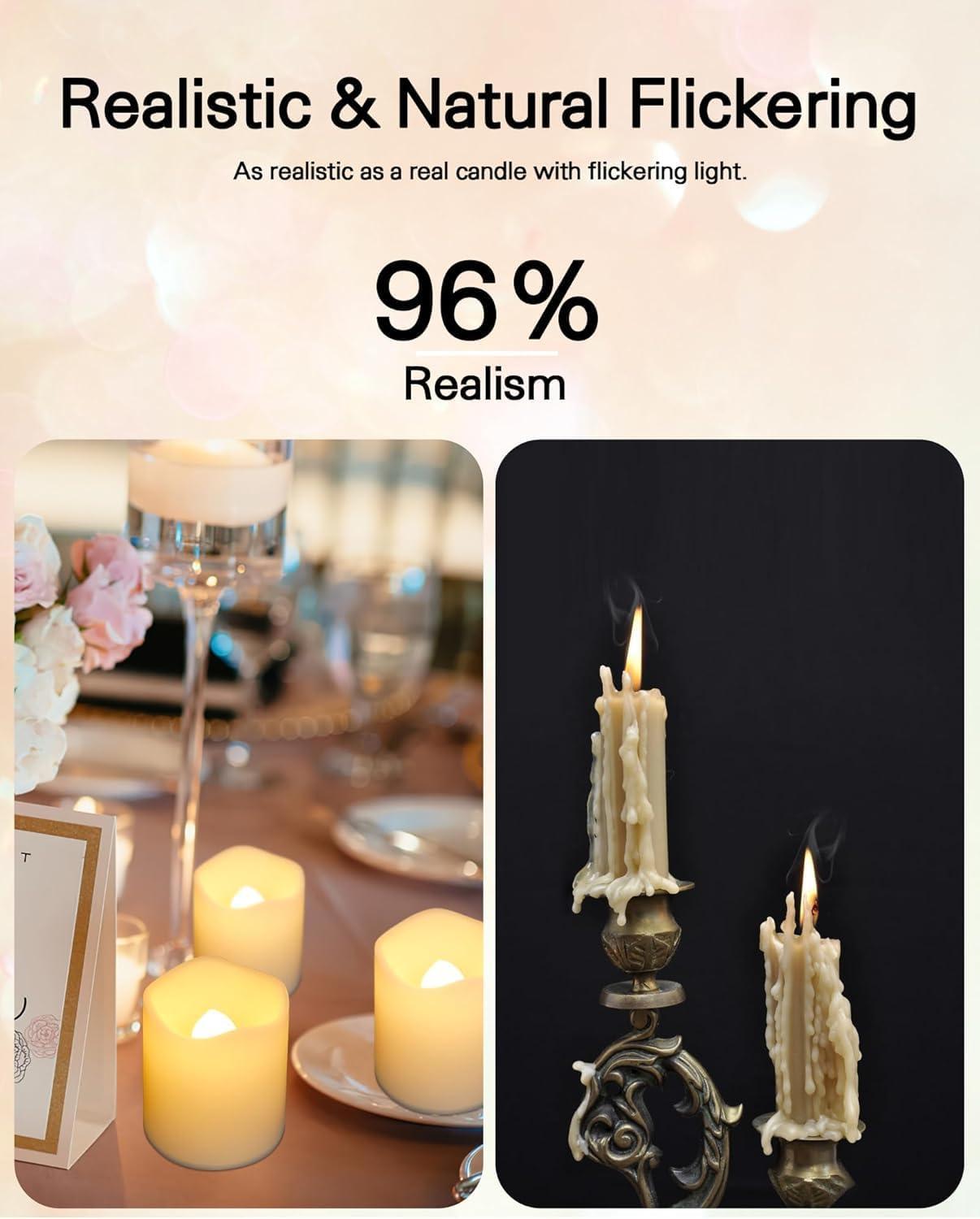 Warm White Flameless LED Tealight Candles, 24 Pack