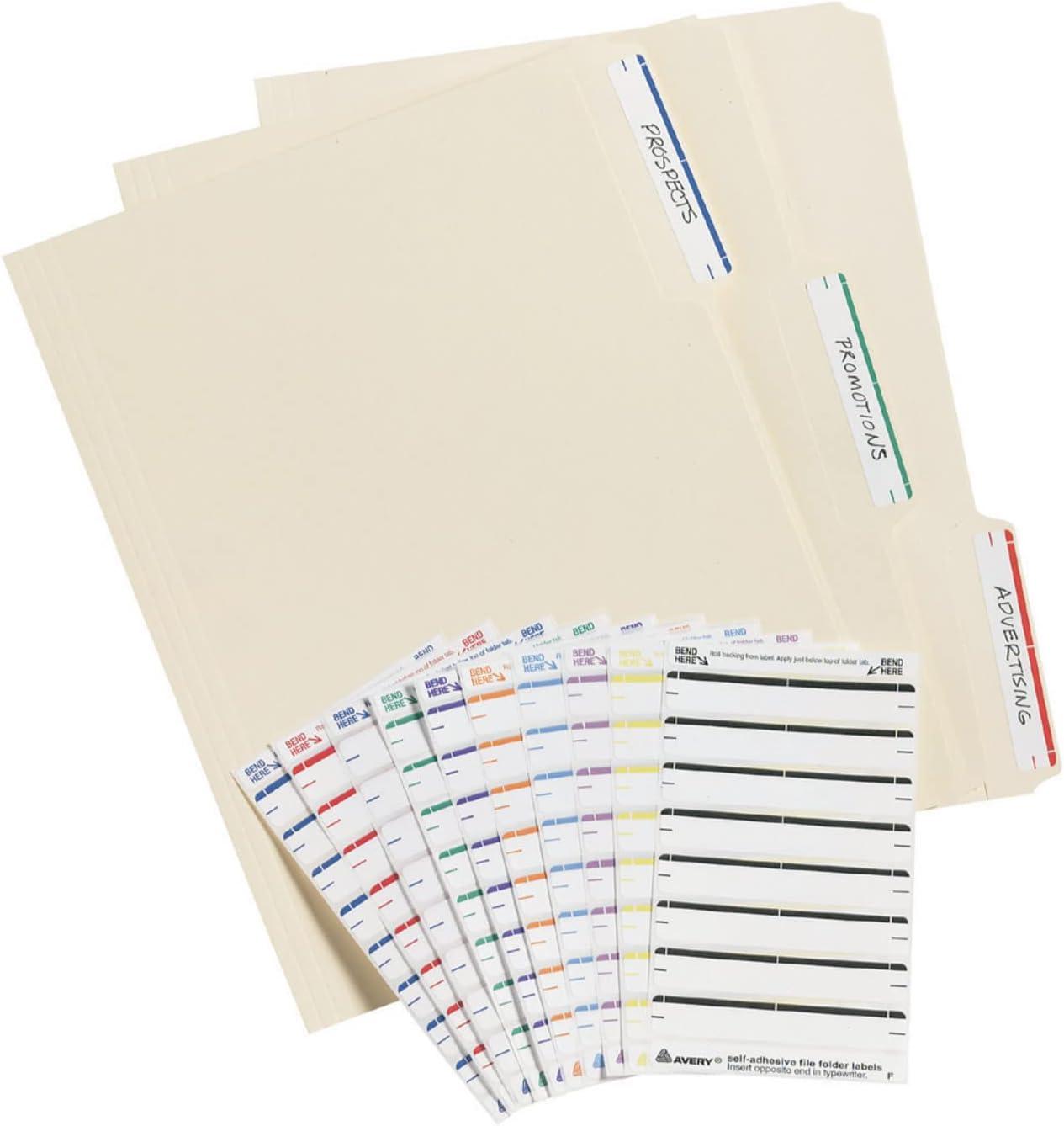 Avery Print or Write File Folder Labels 11/16 x 3 7/16 White/Dark Red Bar 252/Pack 05201