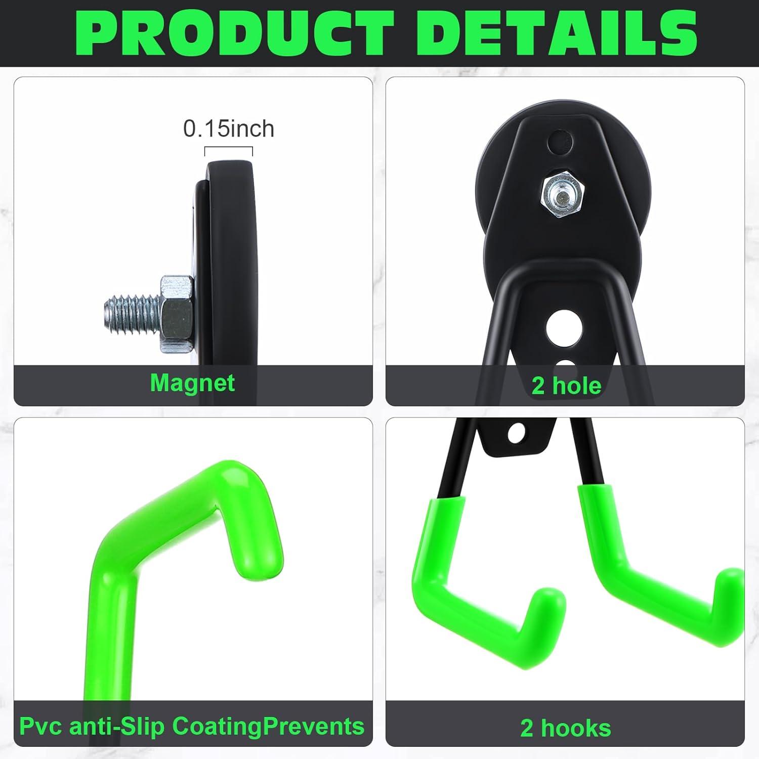 Garage Hooks Heavy Duty 12 Pack Steel Garage Storage Hooks Tool Hangers for Garage Wall Utility Wall Mount Garage Hooks and Hangers with Anti Slip Coating for Garden Tools Ladders Bulky Items