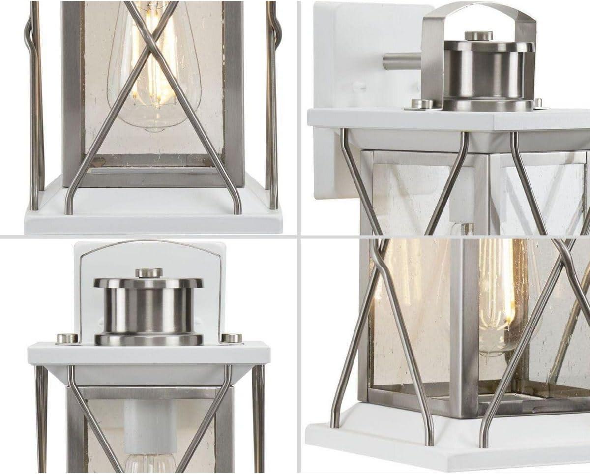 Progress Lighting Barlowe 1-Light Small Wall Lantern, Stainless Steel, Clear Seeded Glass