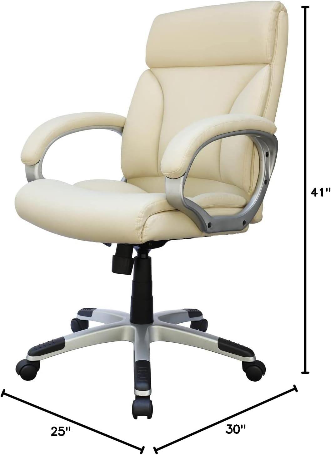 Modern Mid Back Executive Chair Ivory - Boss Office Products: Pneumatic, Swivel, Ergonomic Design