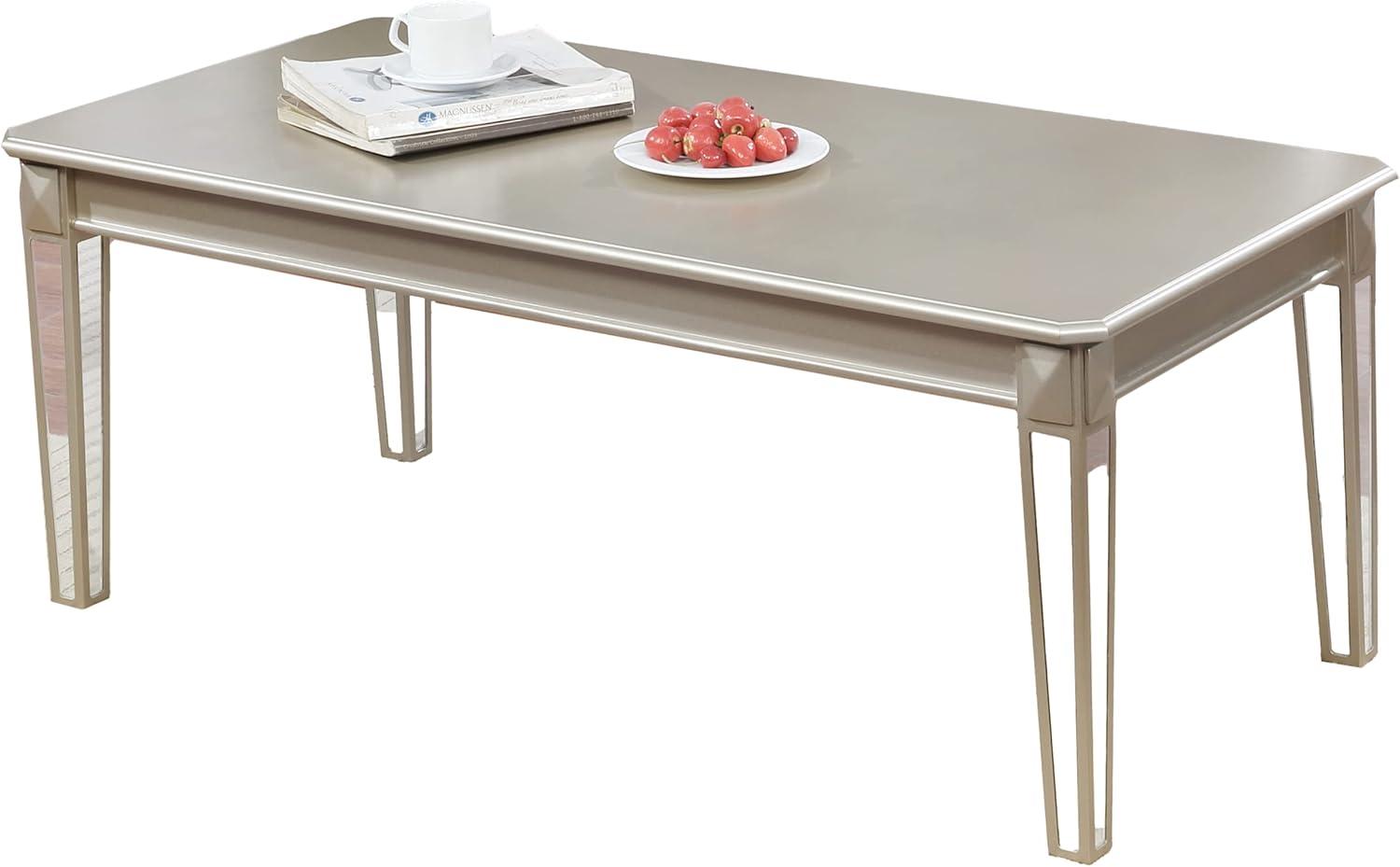 Roundhill Furniture Barent Contemporary Wood Coffee Table with Mirrored Legs, Champagne