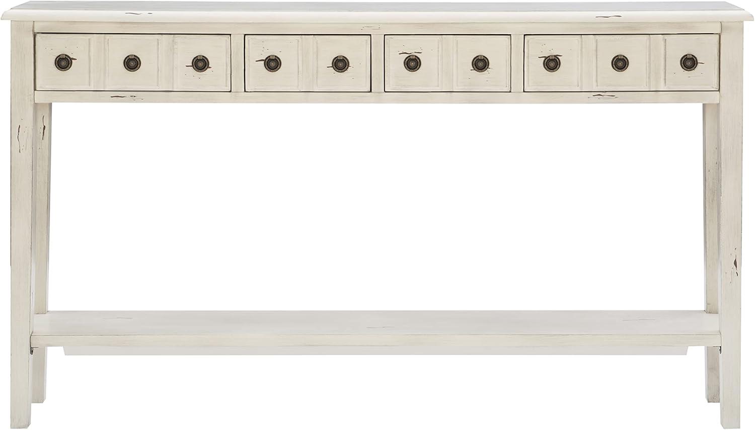 Linon Sadie Long Wood Console Table in Cream