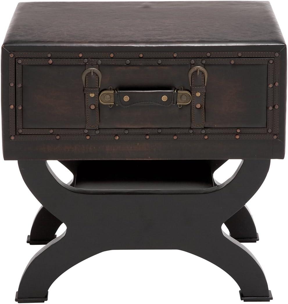 Olde London Suitcase-Inspired Wood & Metal End Table