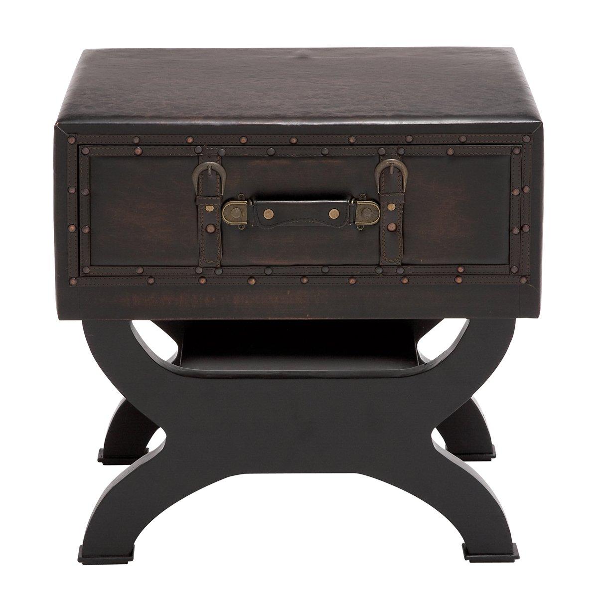 Urban Designs Imported Olde London Suitcase Accent and End Table, Small, Espresso
