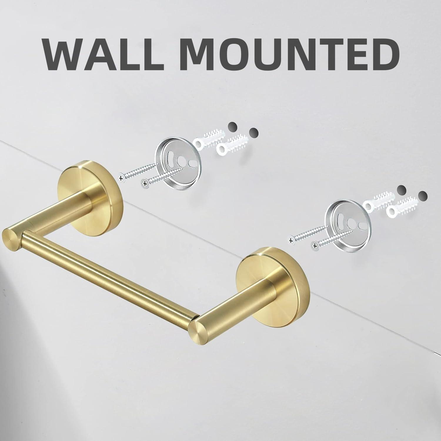 Fixsen Gold Toilet Paper Holder Bathroom Double Post Pivoting Tissue Roll Holder Stainless Steel and Zinc Alloy Wall Mount Detachable (Gold, 1)