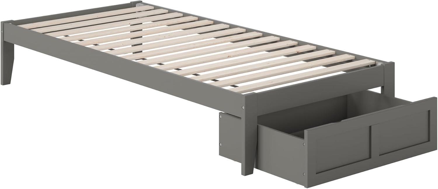 Colorado Twin Extra Long Bed with Foot Drawer and USB Turbo Charger in Grey