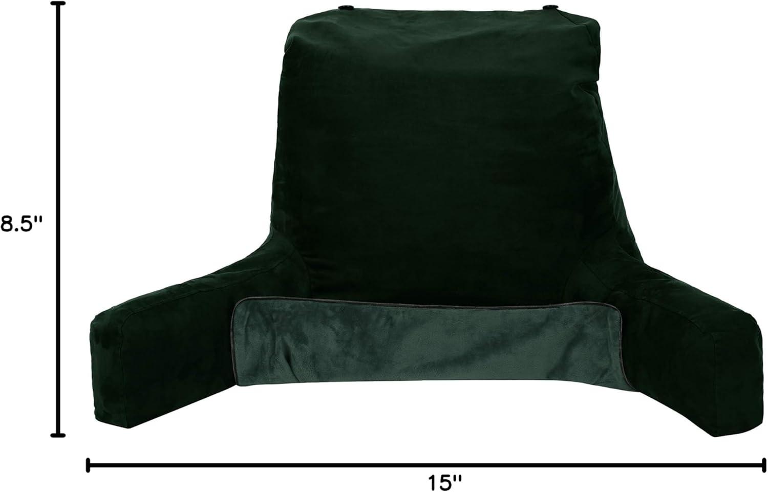 Ramona Green Cover ONLY for Husband Pillow Cowboy Aspen Edition Two-Sided Microsuede/Microfiber for Big Reading Support Bed Rest Sitting Pillow with Arms - Set Includes Detachable Neck Roll Cover