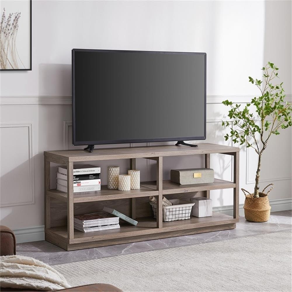 Evelyn&Zoe Thalia Rectangular TV Stand for TV's up to 60", Antique Gray Oak