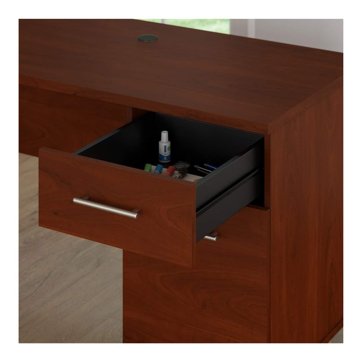 Bush Furniture Somerset 60 in L Desk with Keyboard Tray, File Drawer, Box Drawer and Storage Cabinet in Ash Gray (Ships in 2 Boxes)