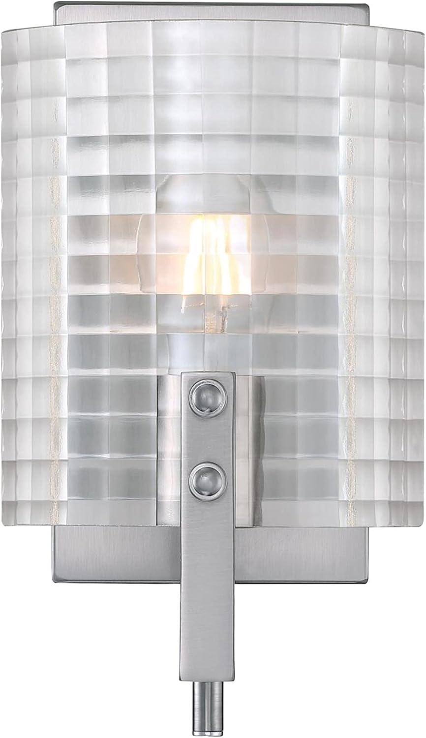 Westinghouse Lighting  Enzo James Indoor Wall Fixture 1-Light - Brushed Nickel with Waffle Glass