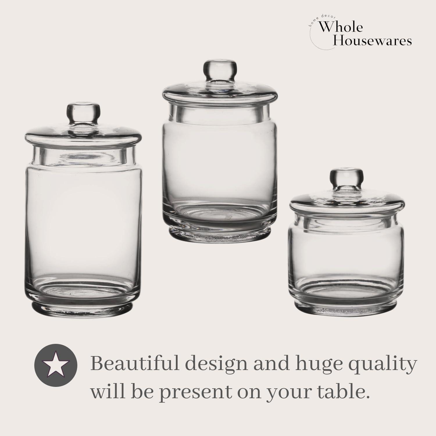 Whole Housewares | Glass Apothecary Jars (4.5 Inch) with Lids | Set of 3