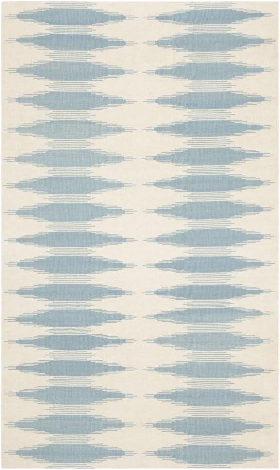 Kilim NVK179 Hand Woven Indoor Area Rug - Ivory/Blue - 5'x8' - Safavieh