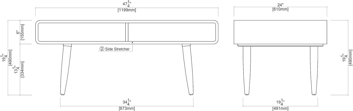 Boraam Halmstad Coffee Table Walnut: Elegant Rectangular Design, 2 Shelves, Sturdy Wood Frame