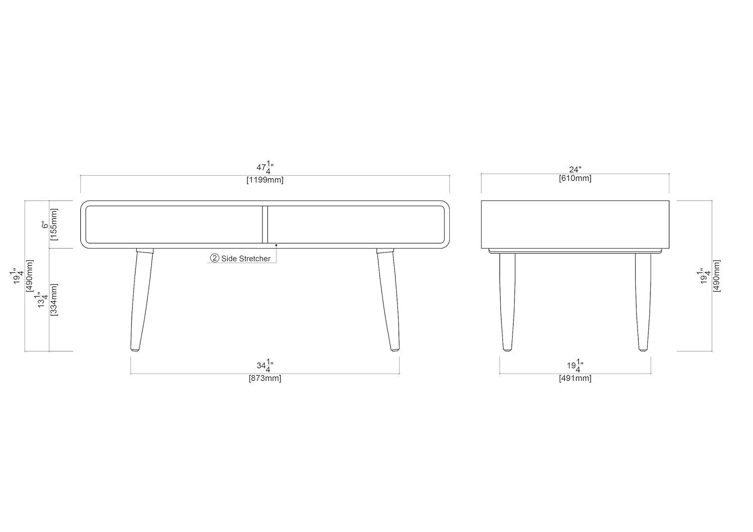 Boraam Halmstad Coffee Table Walnut: Elegant Rectangular Design, 2 Shelves, Sturdy Wood Frame