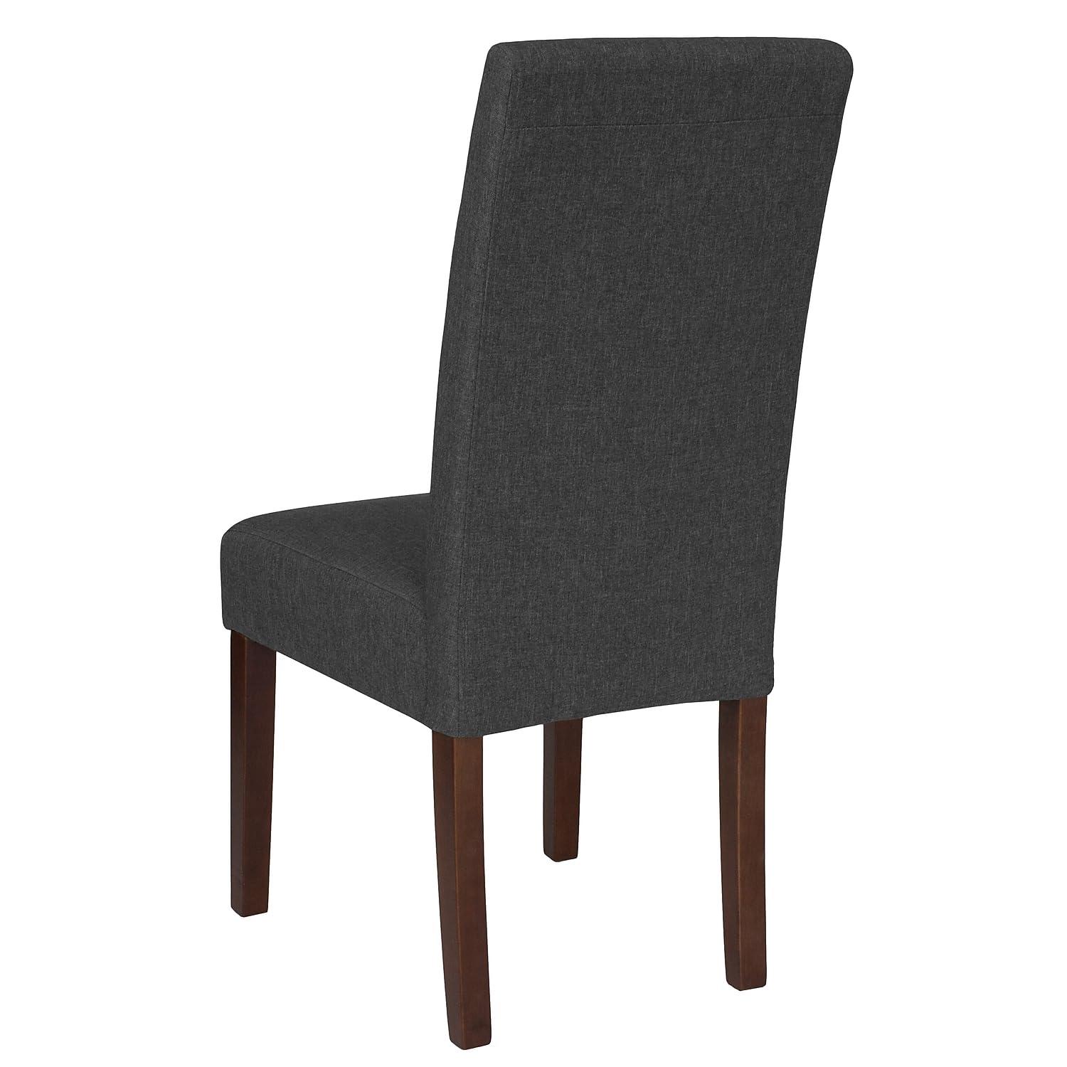Flash Furniture Greenwich Series Gray Fabric Upholstered Panel Back Mid-Century Parsons Dining Chair